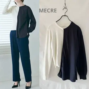 MECRE 메크루 바이컬러 아지메 트릭 니트 풀오버