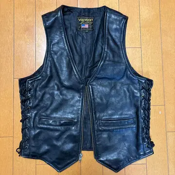 vanson 반손 블랙 가죽 베스트 36