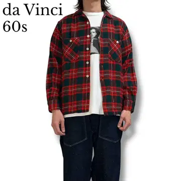 레어 60s 다빈치 루프 컬러 박스 실루엣 체크 셔츠