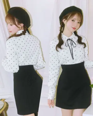 미셸 마카롱 잘록한 슬림 레그 스커트 블랙