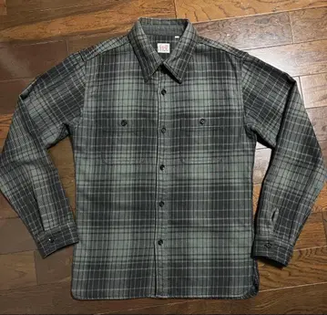플랫 헤드 헤비 플란넬 셔츠 38 섀도우 체크 FLATHEAD 그레이