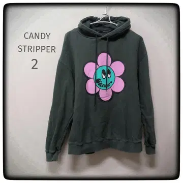 CANDY STRIPPER 플라워 프린트 후드티 그린 SIZE 2