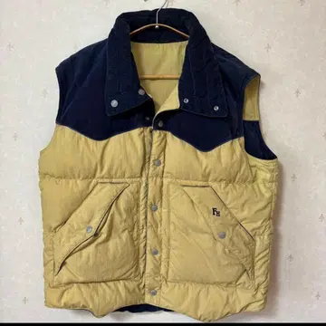 플랫 헤드 리버서블 다운 베스트 XL 사이즈 베이지 네이비