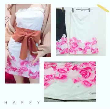 DaTuRa 펄 로즈 패턴 베어 원피스 장미 플라워