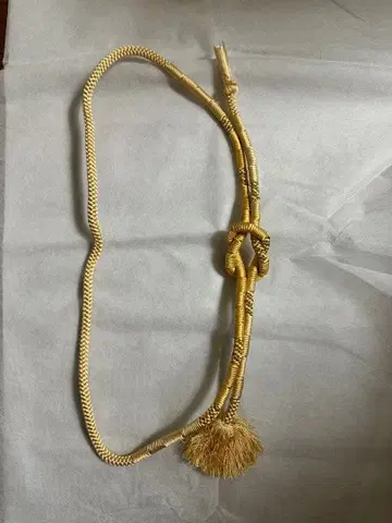 살몬 핑크 x 금실 순수 실크 허리띠