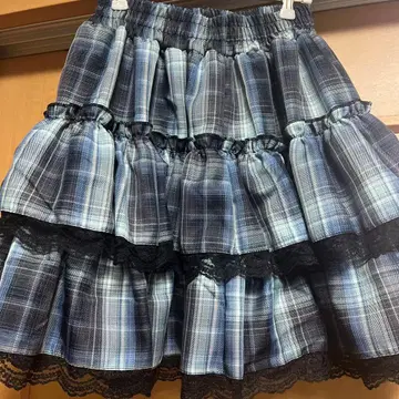 볼칸 & 아프로다이티 포근한 티어드 레이스 스커트 파랑 블루