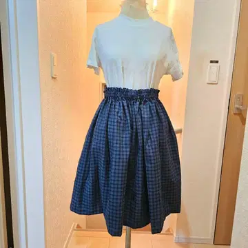 패밀리어 체크 핸드메이드 개더 스커트