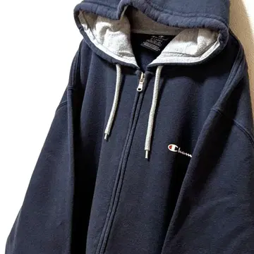 챔피온 로고 풀 집업 후드 맨투맨 네이비 네이비 컬러 XL 구제 의류