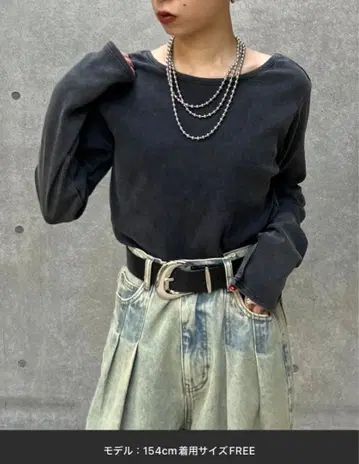 PAGEBOY [전후 착용 가능] 빈티지 골지 크루 티셔츠