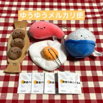 퀄리아 가챠 아침 식사 봉제 인형 붉은 연어 계란 프라이 낫토 밥 세트