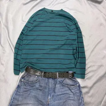 UNIQLO 00s 보더 롱T 단종 그린 y2k cityboy