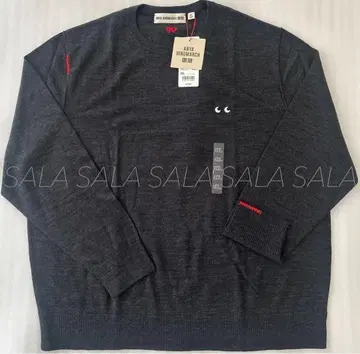 유니클로 안야 힌드마치 메리노 크루넥 스웨터 3XL 다크 그레이