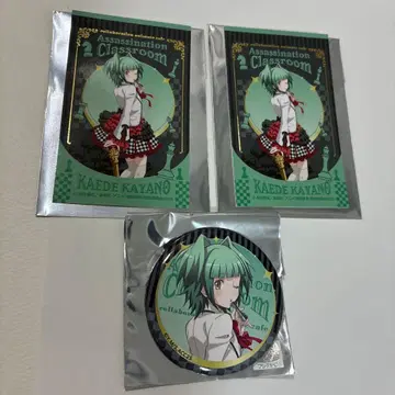 암살교실 애니카페 캔뱃지 금박 카드 카야노 카에데