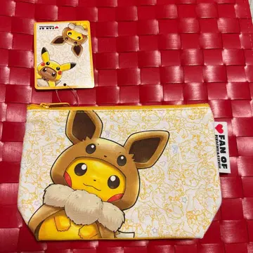 [택 포함 새상품] 포켓몬 센터 판초를 입은 피카츄&이브이 파우치