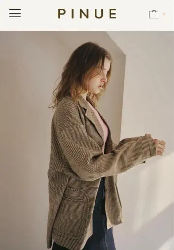 [ 미사용 새상품 ] PINUE 미니 체크 자켓 ( BROWN )