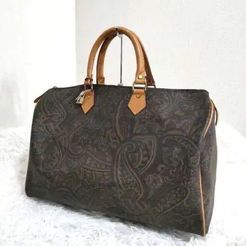 빈티지 보스턴 백 PVC 가죽 페이즐리 무늬 올 패턴 일본제 90s