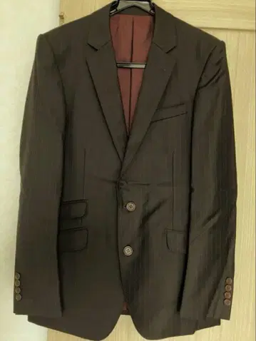 초특가 Men's Bigi 남성용 다크 브라운 스트라이프 수트 결혼식