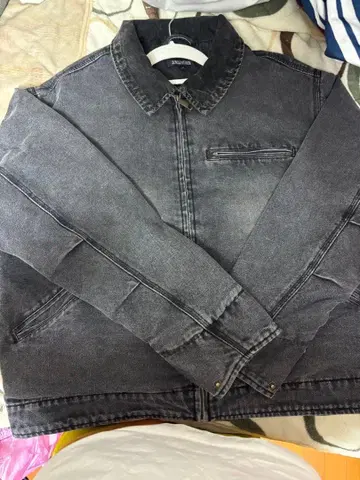 블랙 집업 데님 자켓