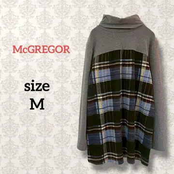 맥레거 [ M ] 오프 터틀넥 도킹 튜닉 원피스 체크 무늬