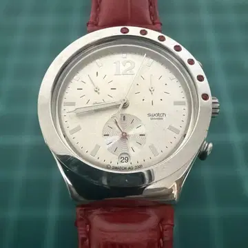 [ 작동품 ] Swatch Irony 손목시계 실버/레드