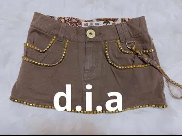 d.i.a 스터드 장식 카키 미니 스커트 S 사이즈 레어 헤이세이 갸루