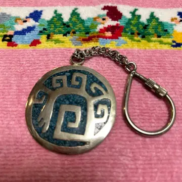 [ 미사용품 ] 은제 터키석 포함 키링 실버925 각인