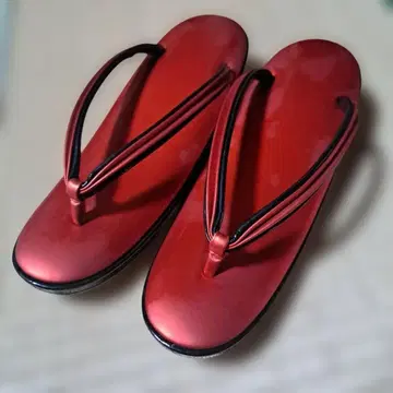 빨간색 x 블랙 밑창 통굽 조리 일본 의류용