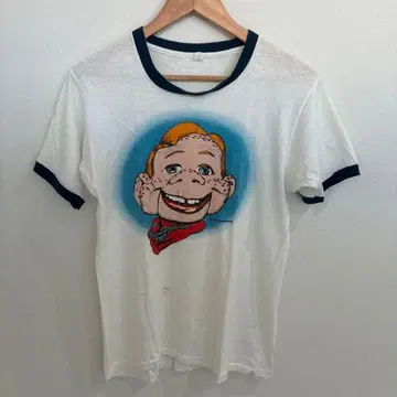 빈티지 70'S HOWDYDOODY 프린트 트리밍 티셔츠 화이트 M