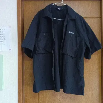 CAMP7! 반팔 셔츠 블랙 [M] 하오리 목은 메쉬 시원함! 포켓 있음