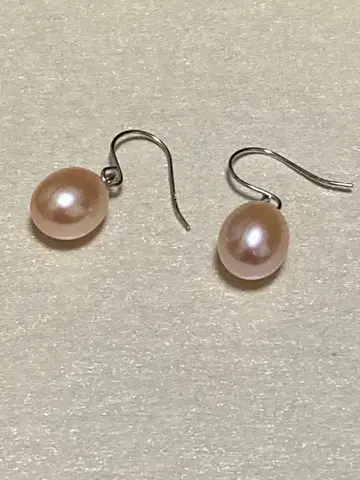 [ 미사용 ] K14WG 각인 있음 펄 링 귀걸이