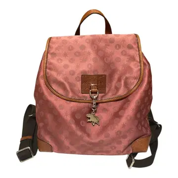 헌팅월드 올 패턴 백팩 캔버스 가죽 백팩 오렌지