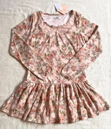 LIZ LISA 상의 핑크 긴팔 튜닉 꽃무늬 공주 갸루 공주 캐주얼