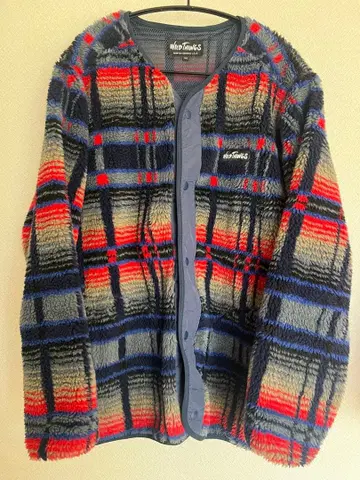 새상품급 WILD THINGS 체크 무늬 보아 자켓 M