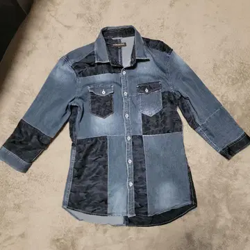 HIDEAWAYS 남성용 데님 7부 소매 셔츠