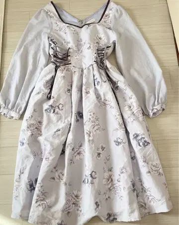 LISLISA 리즈리사 원피스 긴팔 팬지 로즈 꽃무늬 라벤더