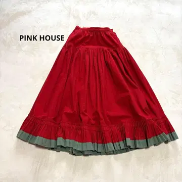 PINK HOUSE 핑크하우스 롱 스커트 플레어 플리츠 리본