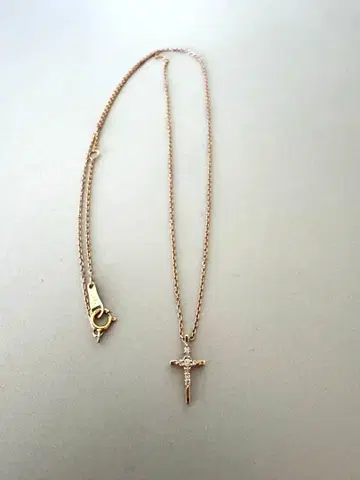 agete K10 다이아몬드 크로스 목걸이 새상품급