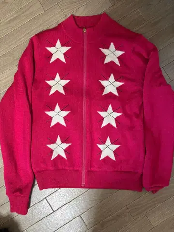 Callaway 리버서블 충전솜 블루종 별 패턴 니트 핑크 M L