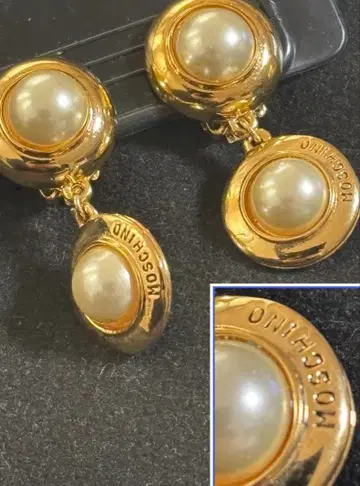 흔들흔들 귀여운 MOSCHINO 모스키노 펄풍 귀걸이 빈티지