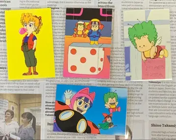 Dr. 슬럼프 아라레짱 라미네이티드 카드 4장 세트 당시 물품