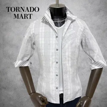 TORNADO MART 7부 소매 셔츠 안감 스트라이프 패턴 셔츠 상의