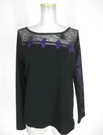 Qutie Frash 차이나 티셔츠 거미줄 메쉬 절개 용 프린트