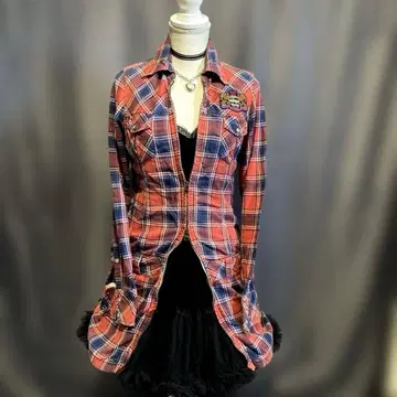 Y2K 헤이세이 갸루 더블 지퍼 체크 원피스 그런지 NANA