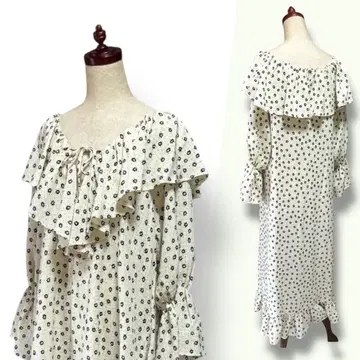 새상품급 메리제니 볼륨 컬러 프릴 축구 원단 롱 원피스