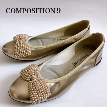 COMPOSITION9 비즈 리본 플랫 펌프스 비브람 밑창