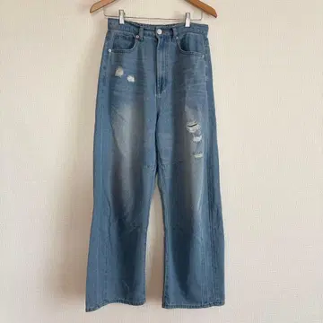 허그유 커브 데님 팬츠 워시 블루 L
