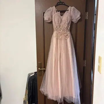 튤 드레스 핑크 스팽글 롱 기장 반짝이는 발표회 파티