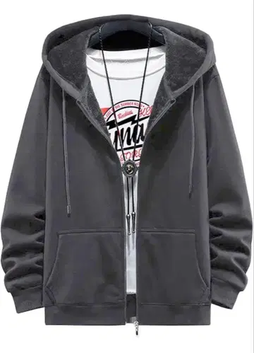 OKJCON 후드티 집업 무지 속기모 후드 부착 멋짐 2XL