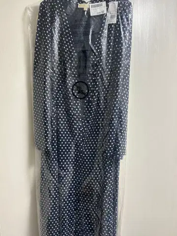 MICHAEL KORS 폴카 도트 조젯 타이 넥 미디 드레스