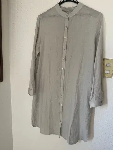 fog linen work 롱 셔츠 원피스 라이트 그레이